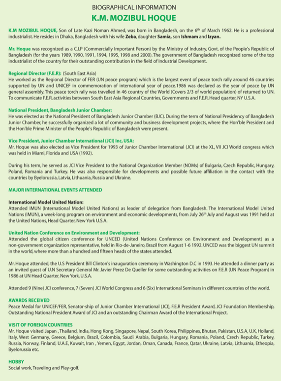 Biographical information